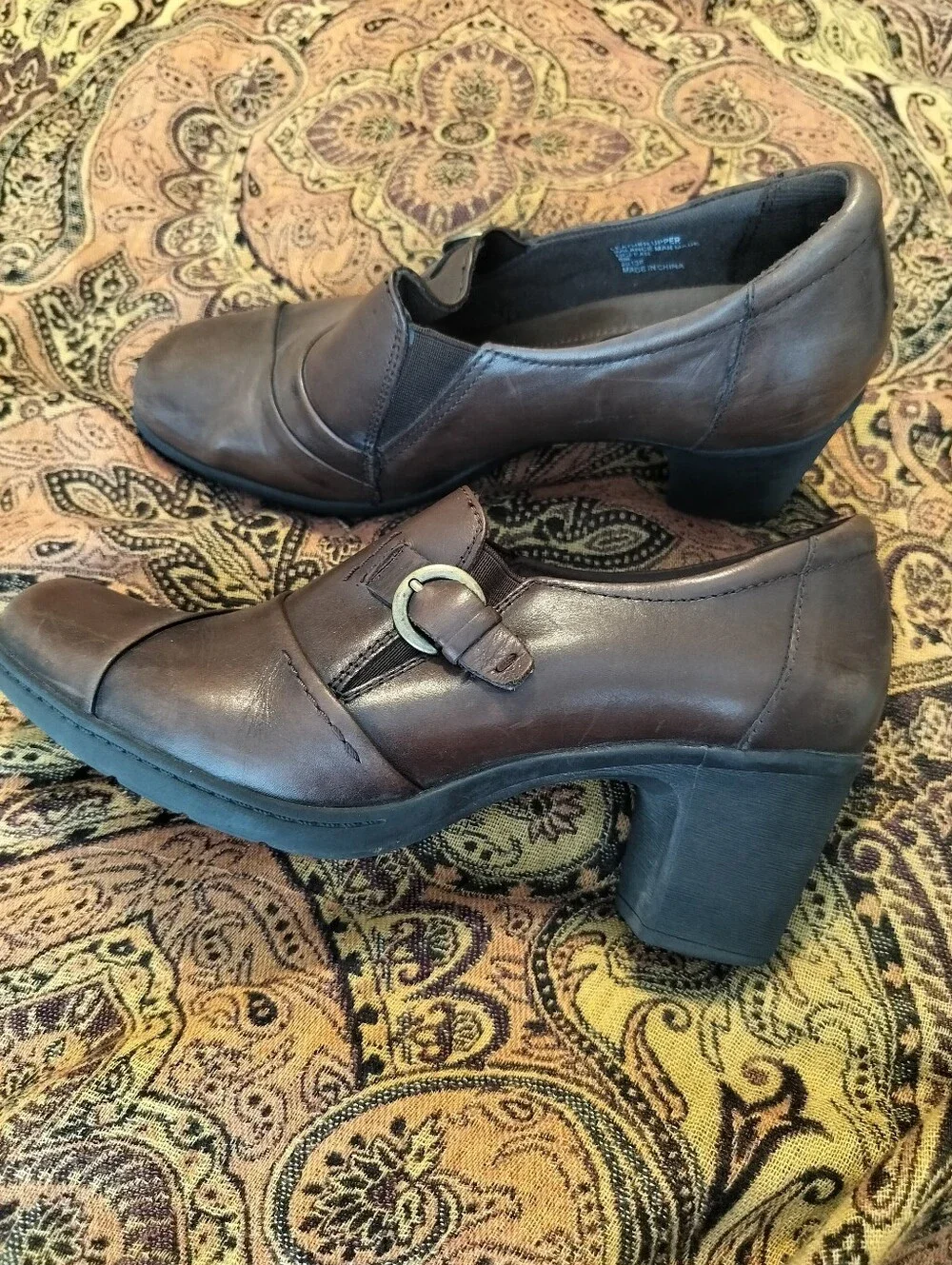 Earth Origins Women's 9m McLean Brown Leather Comfort Shooties Heeled Booties